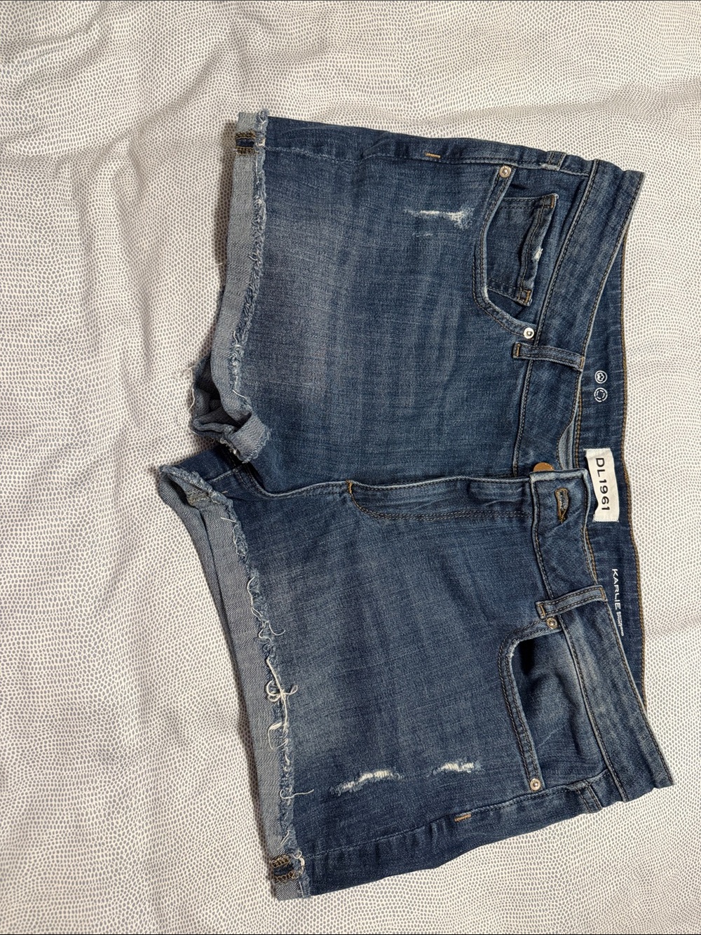 DL1961 Distressed Dark Blue Denim Cutoff Shorts